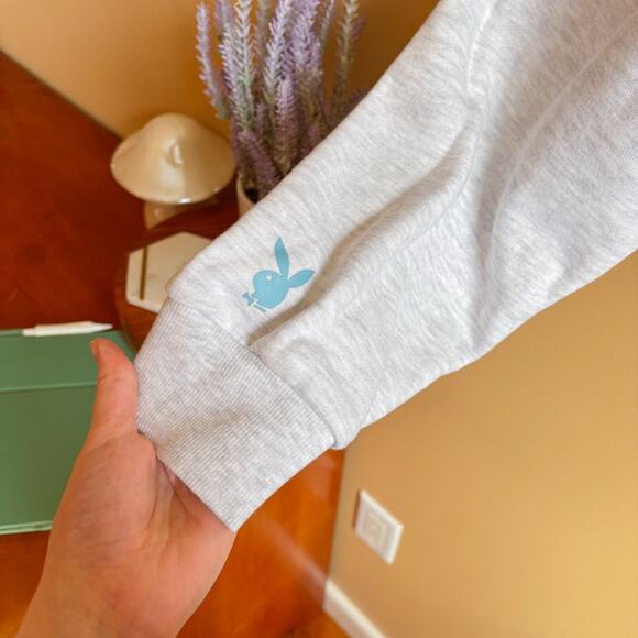 NWOT✨ Playboy By PacSun Mega Cropped Sweatshirt 🩵 - Picture 3 of 6